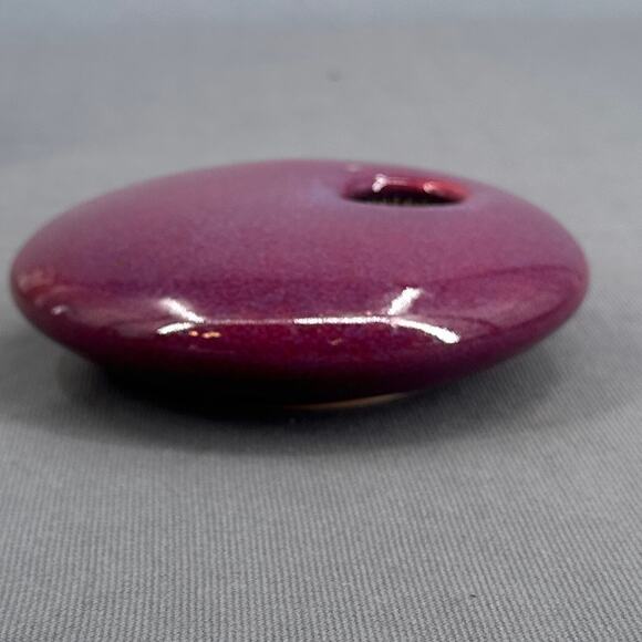 Ikebana Round Flower Vase 5” Purple Handmade Ceramic Kenzan Japan Style Frog Zen - Picture 4 of 15